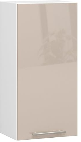 AKORD | Armoire de Cuisine Suspendue - Oliwia W40 | Meuble avec 1 Portes et 2 Étagères | Armoire de Rangement | 40x30x72 cm | Blanc | Cappuccino Brillant