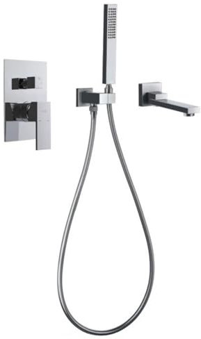 Miscelatore Vasca da Bagno con Doccetta Cromato Miscelatore Doccia con Deviatore Rubinetteria Doccia Kit Doccia con Soffione e Doccetta