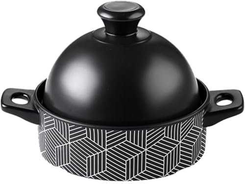 Black 1.3l Tagine Ceramics Tajine Moroccan High Temperature Resistance Cone-Shaped Lid Compatible with Gas Stoves Cooking Claypot Rice the Best Choice for Gifts for Housewarming, Birthdays