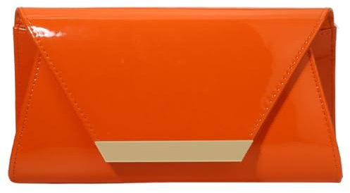 ZEPFJHE Abendtasche für Damen, Umschlag, Crossbody-Tasche mit abnehmbarer Kette, PU-Leder, Umhängetasche, Abendtasche, Geldbörse für Hochzeit, Orange
