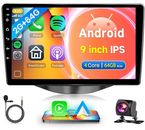 4 Core 64G Android Radio Coche para Toyota Aygo Peugeot 108 Citroen C1 2015-2020 9 Pulgadas Radio Coche Inalámbrico Carplay Android Auto GPS Navi WiFi Mirror Link Bluetooth FM/RDS/SWC Cámara Trasera
