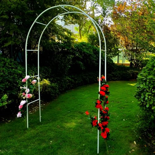 GUOGLZ Grande Arche De Jardin en Métal pour Plantes Grimpantes, Largeur 100 Cm, 120 Cm, 140 Cm, 180 Cm, Robuste Arche À Rosiers, Treillis Tubulaire en Fer Résistant Aux Intempéries(Blanc,100x220cm)