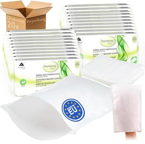 Harmony Care® - 1000x weiche Einmal Waschhandschuhe aus Spunlace, Einmalwaschlappen für Erwachsene Pflege & Babys - extra dicke reizfeste Waschlappen einweg - Trocken