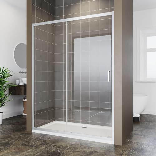 ELEGANT 1700mm Sliding Shower Door 6mm Safety Tempered Glass Reversible Bathroom Shower Enclosure Cubicle