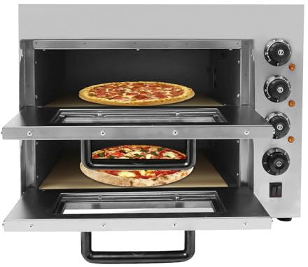 awolsrgiop Forno elettrico per pizza 3000 W, doppio strato, mini forno per pizza, 50-350 ℃, forno elettrico per pizza in pietra refrattaria, timer da 60 minuti, forno per pizza per la produzione di