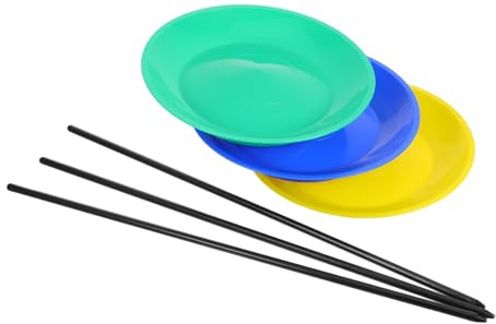 HEALSOPTHY Juego De 3 Platos de Malabares de Plástico con Palos de Equilibrio para Discos Giratorios para Entrenamiento de Habilidades y Espectáculos Escena