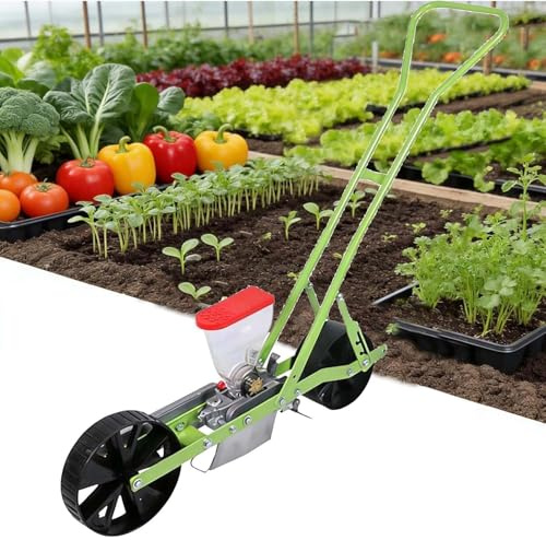 zhenmaster Seminatrice da Giardino di precisione, seminatrice Manuale per ortaggi. Lo spandiconcime a Spinta Manuale pianta in Modo efficiente Semi di Mais, Arachidi e ravanelli su 1-6 File.(1row)