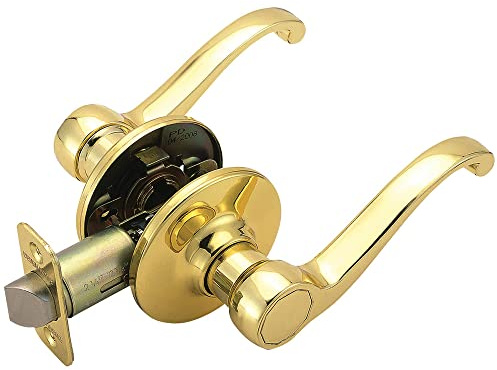Design House Scroll Passage Hall and Closet Door Lever, Polished Brass, 6.375 in x 1.88 in x 2.625 in, 783035