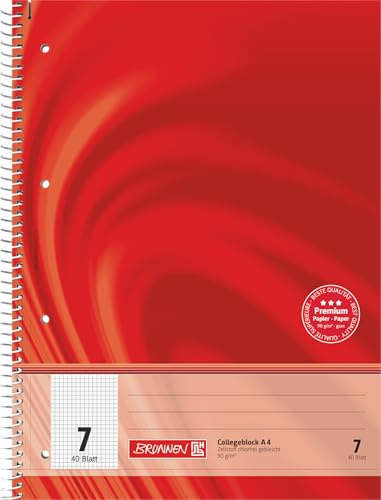 BRUNNEN Collegeblock Premium Vivendi | A4, Lineatur 7, 40 Blatt, rot