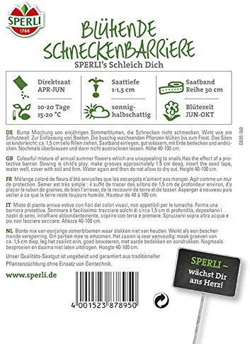 SPERLI Schneckenbarriere, Schneck Weg, Blumenmischung, Saatband 5 mtr