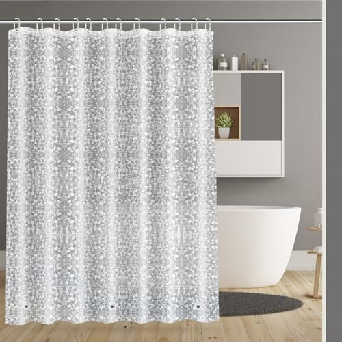 Carttiya Duschvorhang Transparent 180x180cm Shower Curtains Eva Duschvorhänge Anti-Schimmel Badevorhang - Wasserdichter Badezimmervorhang mit 12 Duschvorhangringe und Beschwertem Saum