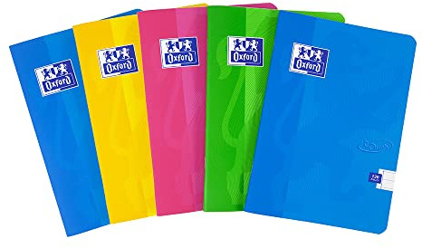 Oxford Touch Notizbücher, geheftet, 120 Seiten, sortierte Farben, 5 Stück 5er-Pack A5