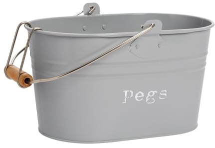 Harbour Housewares Vintage Metall -Kleidung Peg Eimer Grau