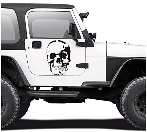 Totenkopf Aufkleber - Finest Folia Sticker Auto Boot Motorrad Caravan Dekor KX026 (Schwarz Glanz, 80cm x 55cm)