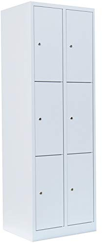 Lüllmann 6 Fächer Spind Schrank komplett montiert weiß Schließfachschrank Wertfachschrank Spind Umkleideschrank 523327