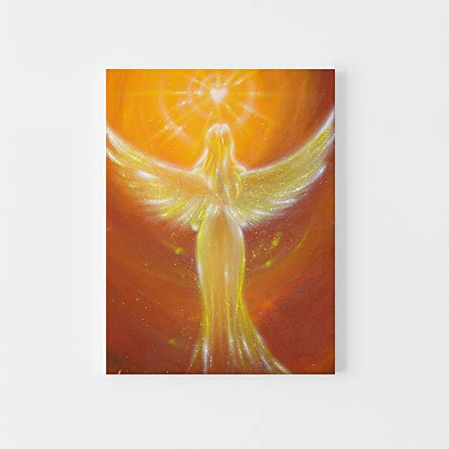 Henriettes-ART Engelbild, Leinwanddruck: Das Herz weiss Engel Geschenke direkt vom Künstler (75 x 100 cm)