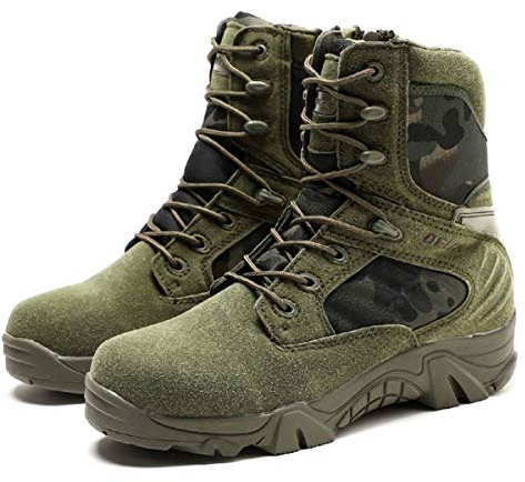 LiliChan Uomo Stivali Tattici Delta Zip Laterale Militare Lavoro 8 Pollici Esercito Scarpe (43 EU, Verde)