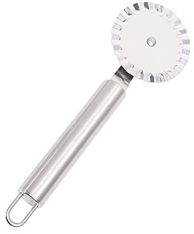 Tagliapasta per ravioli e pasticceria, in acciaio inox, a rullo singolo/doppio, per tagliare la pizza, tagliapasta, croste, biscotti, tagliapasta, pizza e ravioli, lama ondulata