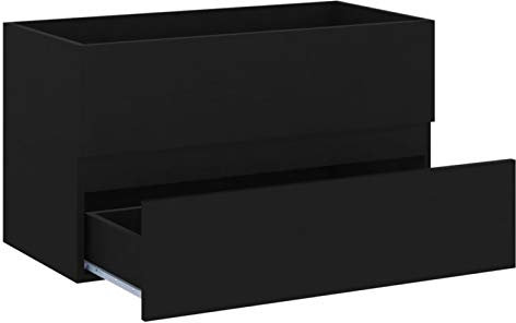 Ksodgun Waschbeckenschrank Wandhängend Badezimmer Waschtischunterschrank Waschbecken Schubladen Aufbewahrungsschrank Möbel - 80x38.5x45 cm Schwarz