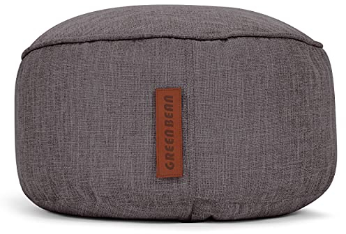 Green Bean Sitzsack-Hocker 45x25cm mit EPS-Perlen Füllung - Fußhocker Fußkissen Sitz-Pouf für Sitzsäcke - Bodenkissen für Kinder und Erwachsene - Fußablage Sitzkissen Sitzhocker Dunkelgrau