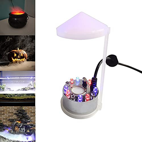 TASHELLS Nébuliseur à ultrasons, Mini Machine à Brouillard, décoration de Chaudron d'halloween, Machine à Brouillard 12 LED, Fontaine à Brouillard