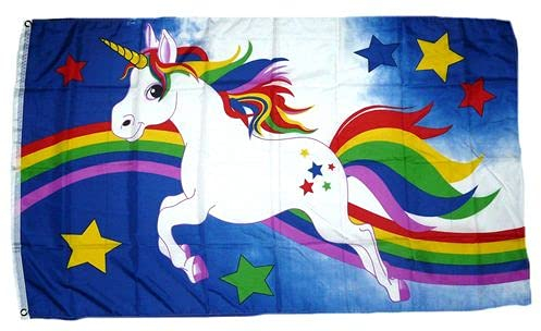Fahne/Flagge Einhorn Regenbogen Sterne 90 x 150 cm