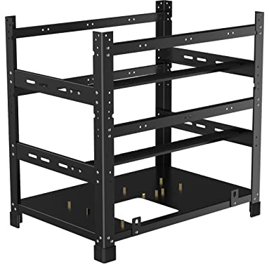 Cloud Fire Mining Rig Frame Case 12 GPU, Stahl Open Air PC Case 52x52x36 cm für ETH/ETC/BTC Mining, Unterstützt 8 x 12 cm Lüfter (Nur Rahmen)