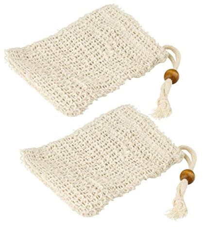 Fackelmann 61142 Lot de 2 Pochettes à Savon en sisal, Pochettes de Transport de Savon, Sisal, 12x10cm, Naturel