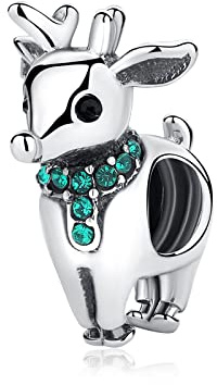 Nbsameng S925 Pendentif en argent sterling pour bracelet et collier Pandora, cadeaux de Noël pour femmes, filles, renne