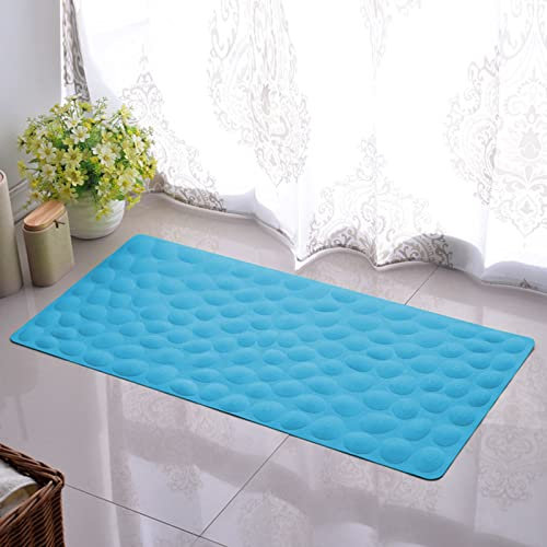 CHENCHEN96 rutschfeste Duschmatte 100% Naturkautschuk Badewannenmatten Extra Lang Quadratisch Kopfsteinpflaster Badematten 40 x 80 cm Angenehmes Fußgefühl (Blue)
