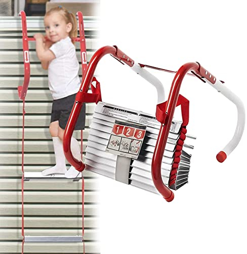 Feuerleiter Strickleiter, schwer entflammbare Notfall-Sicherheitsleiter für Kinder und Erwachsene Flucht aus Fenster und Balkon, Mehrzweck-Evakuierungsleiter 2-6 Stockwerke,13FT/4M