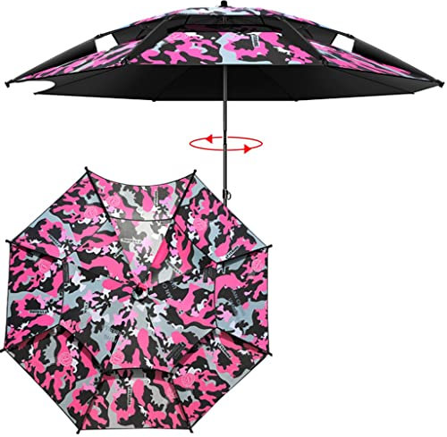 DUNAKE Sombrilla Terraza Exterior Sombrilla Terraza De Camuflaje, Sombrilla Jardin Parasol Excentrico De Doble Capa, con Ajuste De Ángulo De 360 ​​°, Balcón, Terraza (Color : 2.4m/7.8ft, Size : Pink)
