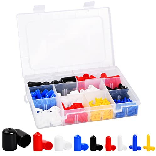 300 Pezzi Protezioni per Filettature Vite, 9 Taglie Kit Assortimento Tappi in Gomma PVC, Flessibile Tappo Rotondo Copertura Vite per Tubi Rotondi Bicicletta Mobili Cavi Elettrici