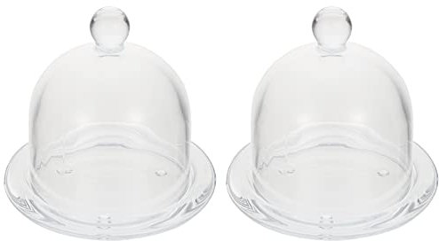 Alipis 2pcs Glass Cake Cover Food Cover Tray for Kitchen Dome and Seamless Use for Protecting Baking Food Like Bread