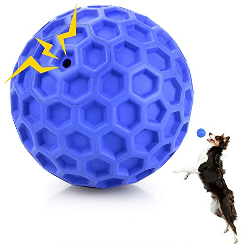 DISSKNIC Indestructible Squeaky Dog Ball, Relieves Anxiety, Cleans Teeth, Interactive Chew Toy for Aggressive Chewers, Dog Toy for Large Breeds, Outdoor Waterproof