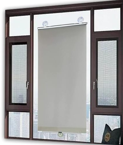 KOOEIN Verdunkelungsrollo-mit Saugnäpfen Rollo, Thermo fensterrollo, Fenster Sonnenschutz Gardinen, saugnapf Verdunkelungsvorhang für dachfenster dachfenster, 12 Größen,Grey-45x125cm/18x49in