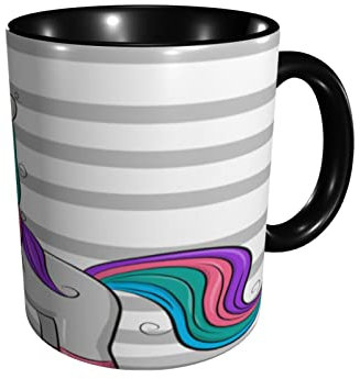 RFSHOP Funny Colorful Unicorn Rainbow Glasses Stripes Ceramic Coffee Mugs 11oz Travel Mug Tea Cup for Office and Home Kitchen