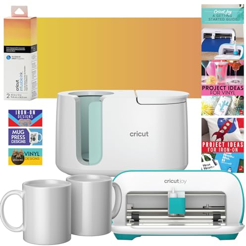 Cricut Joy Machine et presse à tasses avec feuilles de transfert d'encre infusible et lot de vierges de tasse – Presse à chaud pour sublimation avec machine de découpe artisanale et matériaux, créez