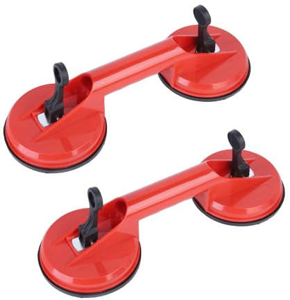 ICEBLUEOR 2 Pack Heavy Duty Glass Suction Cups, Glass Suckers Lifters, Dual Vacuum Plate Handle Glass Suckers to Lift Glass, Tiles, Slabs, Lifting Capacity 100kg