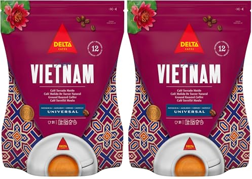 Delta Cafés Origen Vietnam - Café Molido - Mezcla Suave con Trazas de Chocolate - 220 g (Paquete de 2)