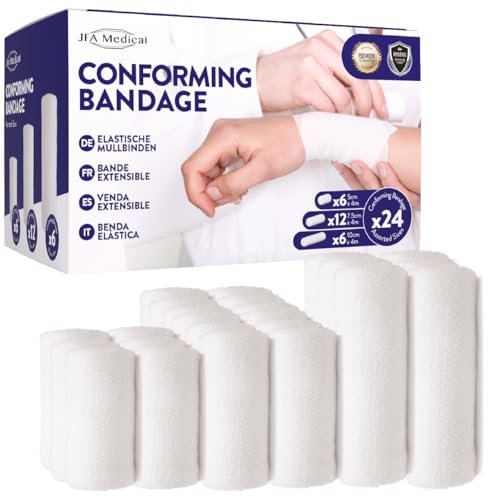 JFA Medical Assorted Conforming Bandages, Gauze Bandage Roll - Box of 24