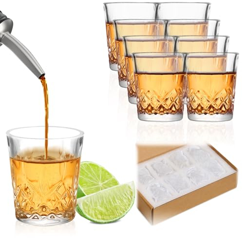 Gucass 8x Vasos de Chupito de Cristal de 5 cl, Sin Plomo, Aptos para Lavavajillas, Fondo Pesado