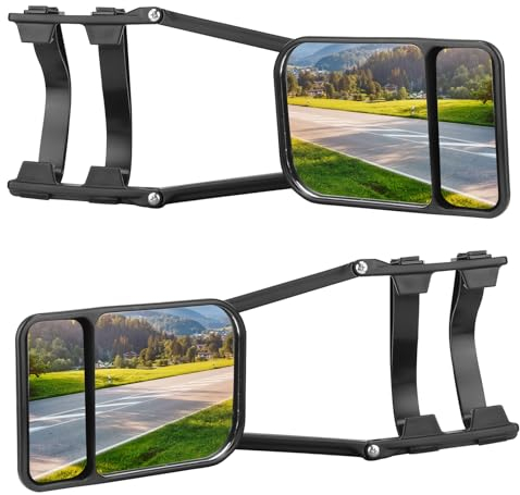 DBREAKS Wohnwagenspiegel, 2 Stück universal Caravanspiegel mit konvexer Linse, Auto Doppel Seitenspiegel, Universalspiegel PKW, Außenspiegel Wohnwagen, Anhängerspiegel, Abschleppspiegel für Wohnmobil