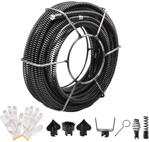iMeshbean Drain Cleaning Cable Hollow Core Cable Sewer Cable Drain Auger Cable Cleaner Snake Clog Pipe Drain Cleaning Cable Sewer Drain Auger Snake Pipe (60 Feet x 5/8 Inch)
