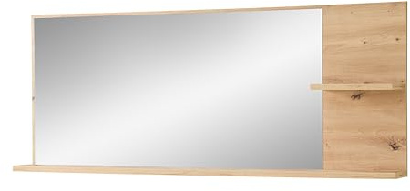 Stella Trading Bari Espejo de Pared en Aspecto de Roble Artesano, Certificado FSC, práctico Espejo con Estante para Pasillo y Armario, Material de Madera, 148 x 60 x 17 cm