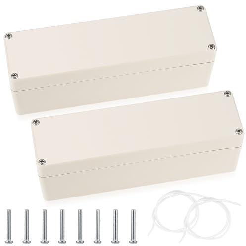 2 Pcs IP68 Waterproof Junction Box, Outdoor Cable Connectors, Electrical External Wire Cable Junction Box, Electrical Box Cable Gland Box for Cable Connection (grey-white, 160x45x55mm)