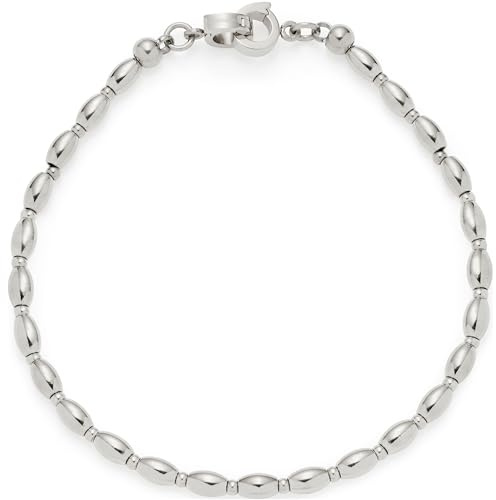 JEWELS BY LEONARDO Armband Clip & Mix Lori • Arm-Kette aus silberfarbenem Edelstahl • ovale Edelstahl-Perlen zum Anhängen von Charms • 18,5 cm Länge • Schmuck Damen • 023742
