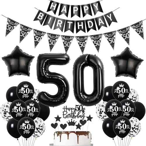 Deko 50. Geburtstag Mann Frauen Schwarz Tortendeko 50 Geburtstag Frauen Party Deko Schwarz Luftballons 50 Mann deko Geburtstagsdeko 50 jahre Ballon 50