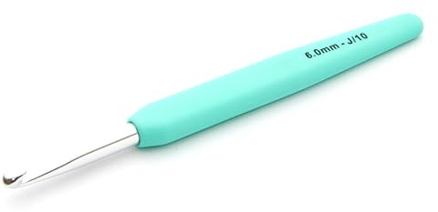 KnitPro Waves Virknålar – 6 mm virknål, ergonomiska mjuka handtag, mjukt gummigrepp för artritiska händer, lätta och bekväma virknålar för stickning