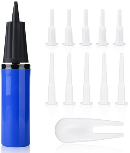 PEUTIER Kits de Gymnastikballpumpe, Pompe à Air Manuelle pour Ballon Gonflable, avec 10pcs Bouchons et 1pcs Extracteurs de Bouchons, Pompe à Ballon de Yoga